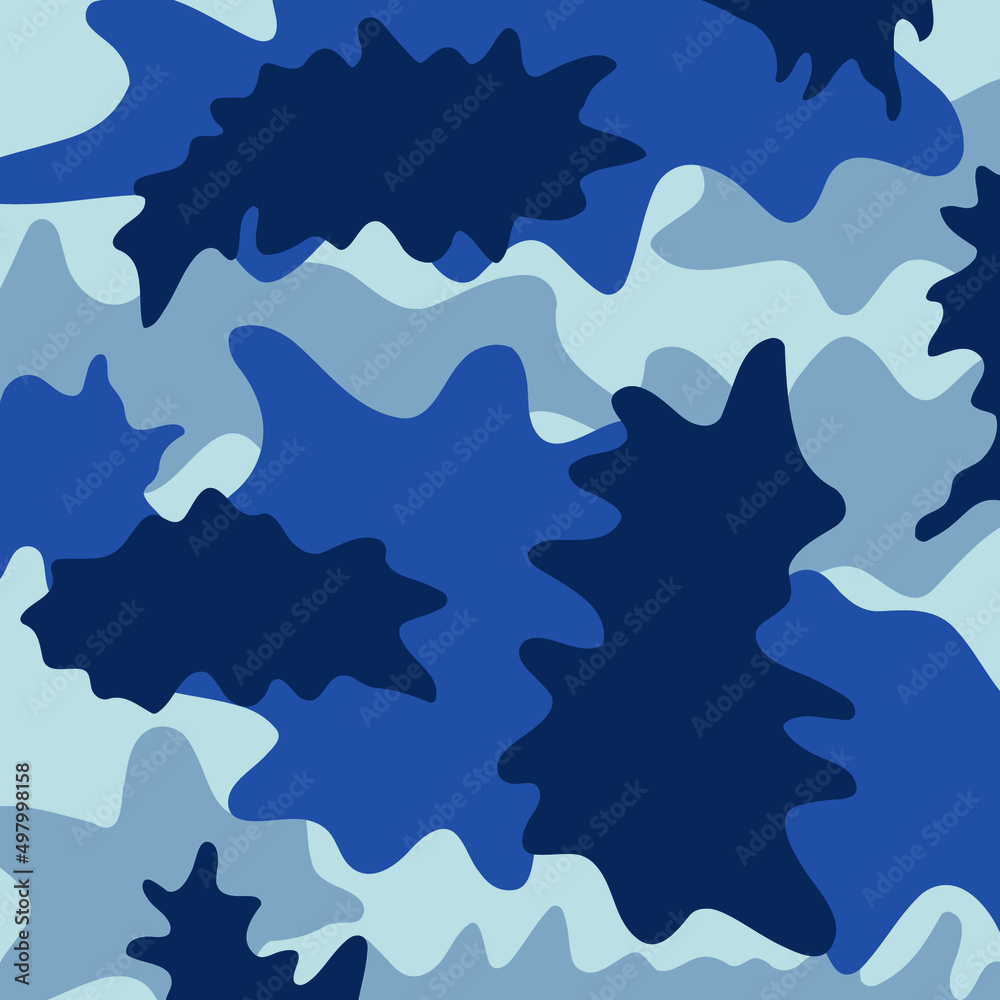 abstract blue sea army camouflage pattern
