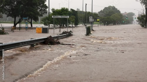 Flood Waters Over the Road | Brisbane Flood 2022 Australia photo