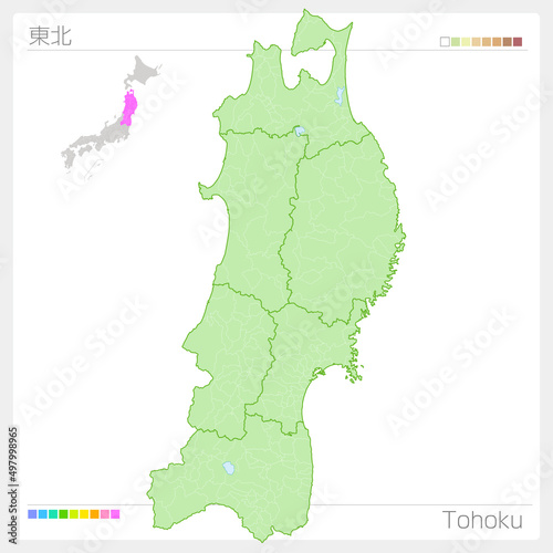東北の地図・Tohoku