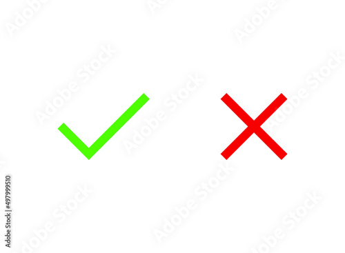 Check mark icons for web. Checkmark X symbols on white isolated background.
