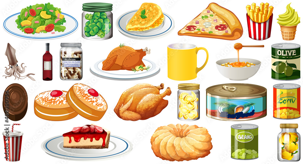 Set of different foods Set of different foods