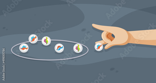 Flicking hand and marbles