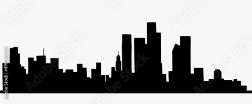 Modern cityscape skyline outline doodle drawing on white background. © tanarch