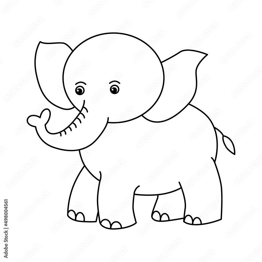 Cute elephant cartoon illustration vector, for kids coloring book.