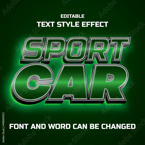 text style effect design with green light. sport car text effect