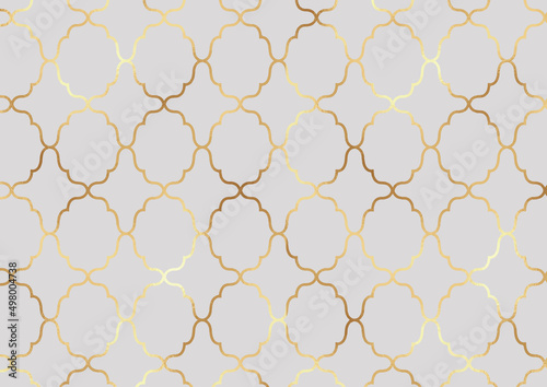 Decorative arabic themed pattern background with gold foil texture