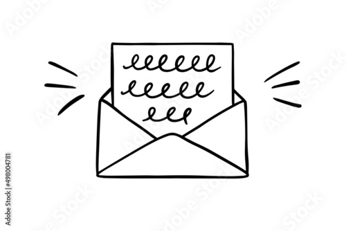  Outline doodle hand drawn Envelope icons letter. icon template. Mailing label for web print design.