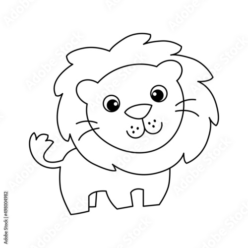 Cute lion cartoon illustration vector  for kids coloring book.