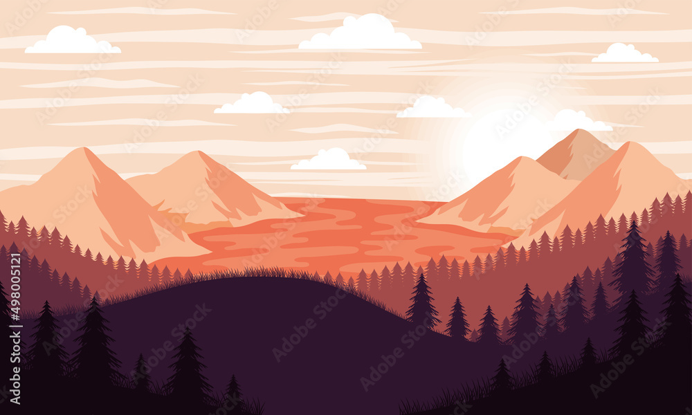 Fototapeta premium landscape river and forest