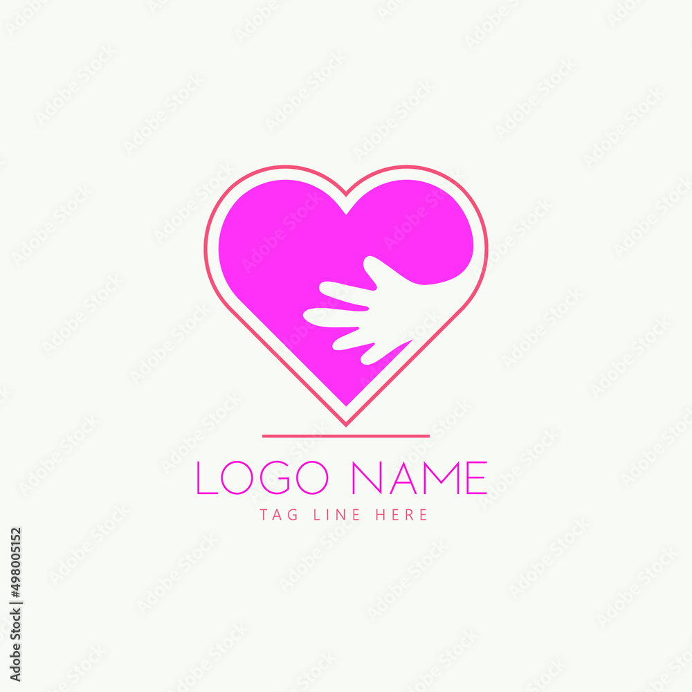 Minimal Love Care Simple Logo Design. Premium Vector Design