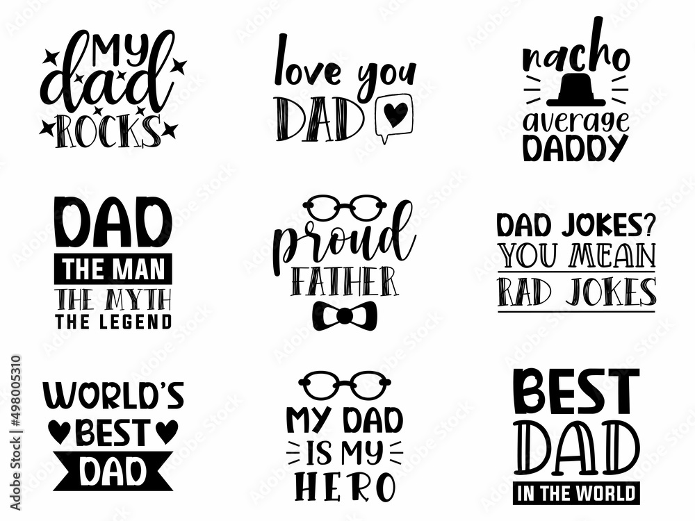 Fototapeta premium Fathers day typography t shirt quotes