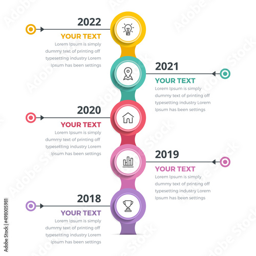 Modern Vertical Timeline Infographics (05 Steps)