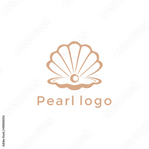 Beauty Luxury Elegant Pearl Shell Jewelry logo design vector