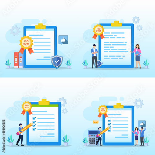 Vector quality control with ISO 9001 concept.	