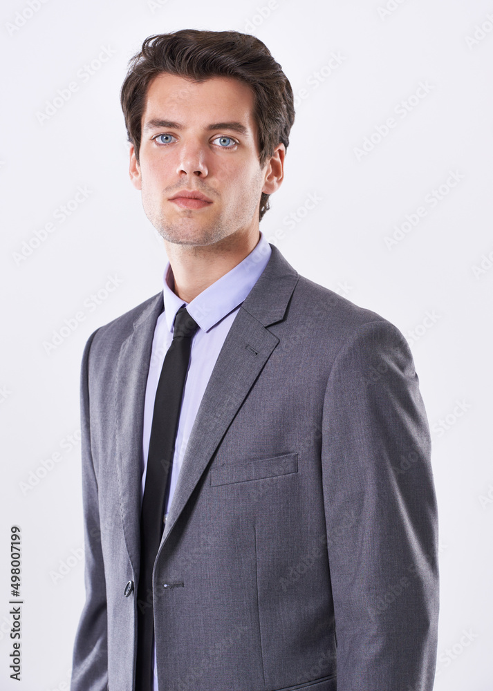 Lets talk business. Studio shot of a handsome young businessman against a white background. Lets talk business. Studio shot of a handsome young businessman against a white background.