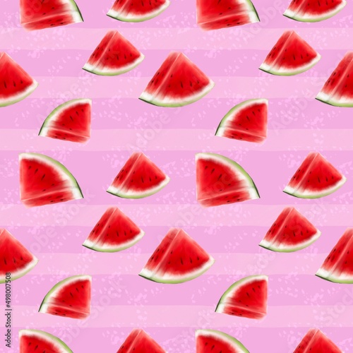Colorful and bright summer with water melon and seed seamless pattern Background. for fashion, fabric wallpaper and all prints.