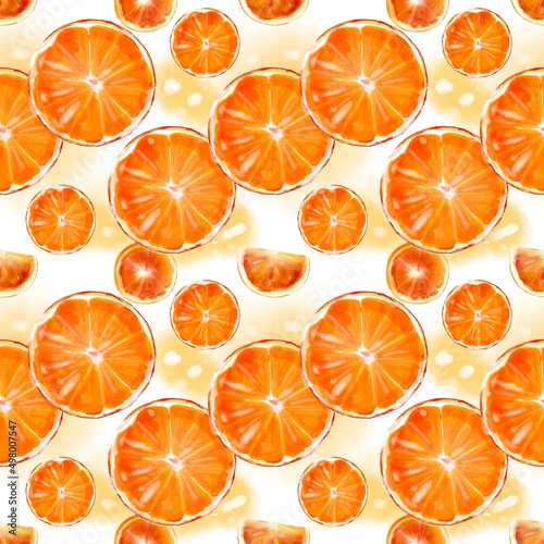 Seamless pattern orange watercolor illustration. design for fashion, fabric, wallpaper and all prints on background earth tone color.