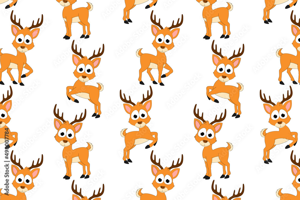 cute deer animal cartoon pattern