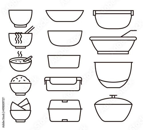 Bowls and plates icon set vector illustration