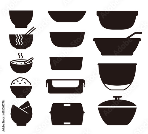 Bowls and plates icon set vector illustration