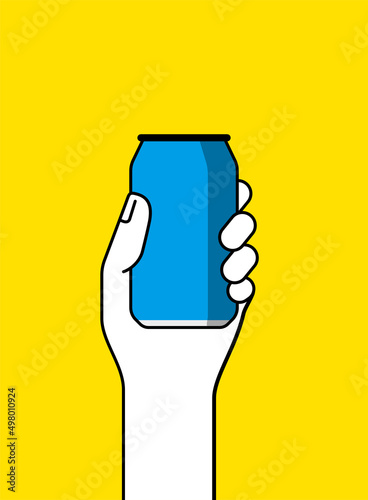 Hand holding a tin of coke