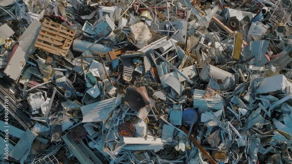 Aerial top down view of a scrap metal yard Aerial top down view of a scrap metal yard