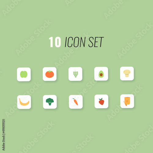 10 fruit icons set. Line icons, app icons