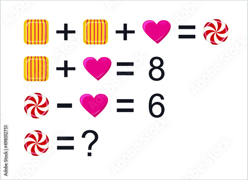 Mathematics educational game for children. Advanced level. Learning multiplication, addition, subtraction equations worksheet for kids. Math Puzzle For logical thinking.