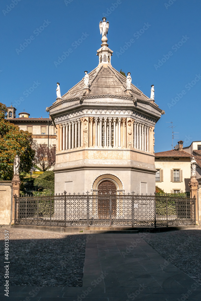View at the Baptistery near Basilica of Santa Maria Maggiore in the streets of Bergamo Alta - Italy