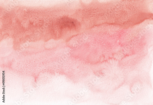 Watercolor pastel coral ombre background texture, hand painted. Aquarelle light pink and white gradient backdrop, stains on paper. Artistic painting wallpaper.