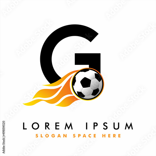 Soccer Football Logo On Letter G Sign. English Alphabet set with Football graphics vector, Soccer Ball on Letter Logo Design. football ball logo design