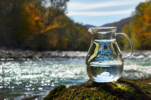 Cool clear water of the mountain river.