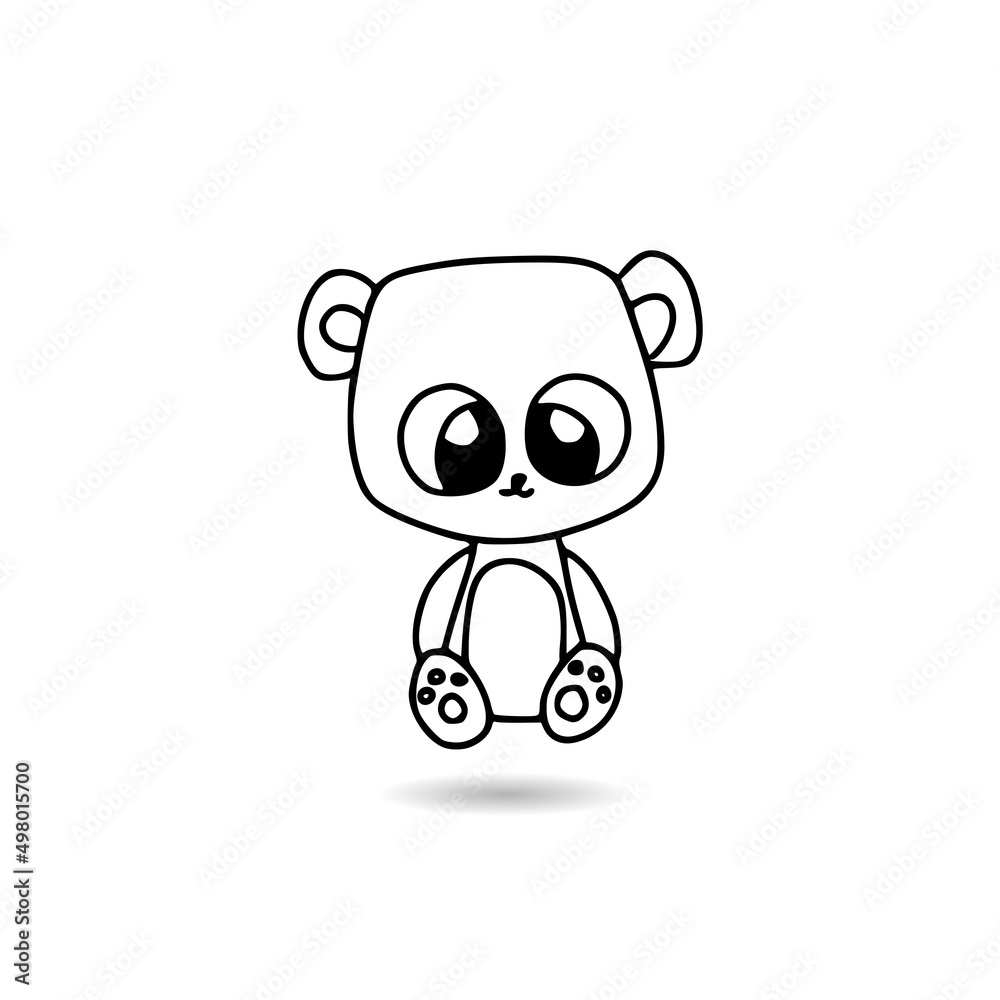 Hand drawn illustration of a cute teddy bear with shadow Hand drawn illustration of a cute teddy bear with shadow