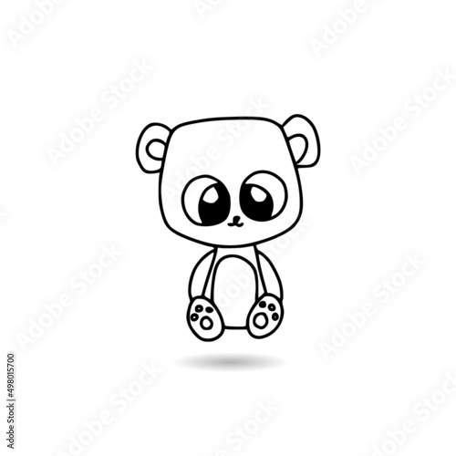 Hand drawn illustration of a cute teddy bear with shadow