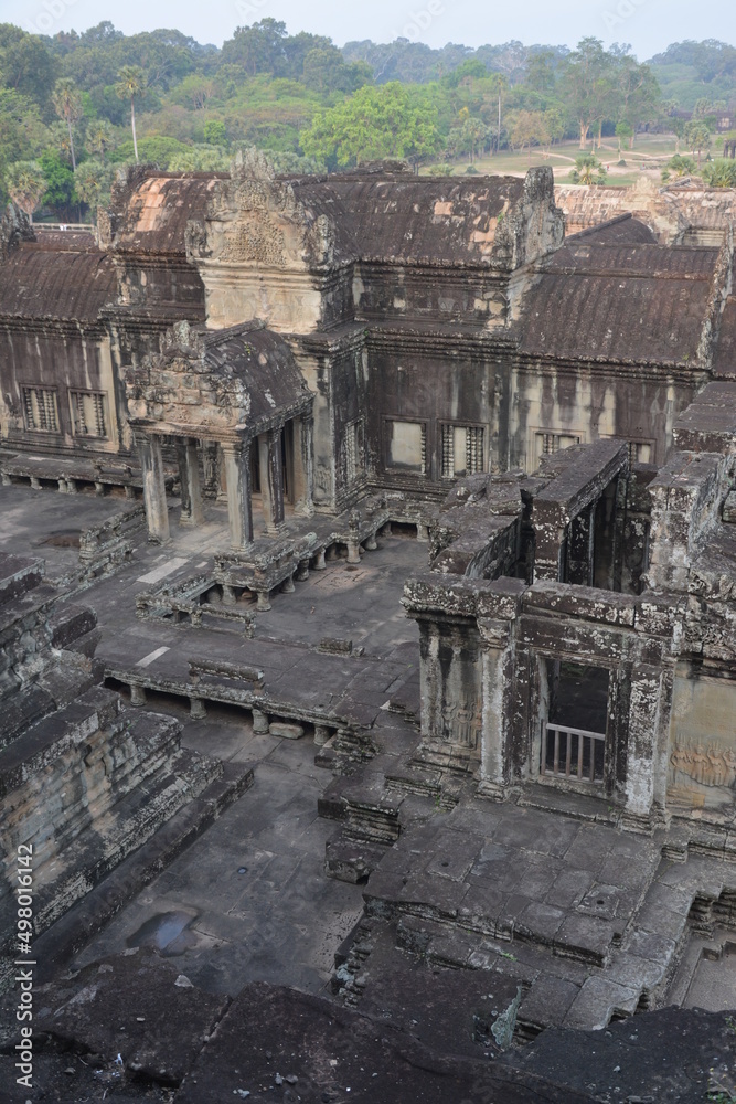 ruins of ancient temple - the restored Angkor Wat courtyard