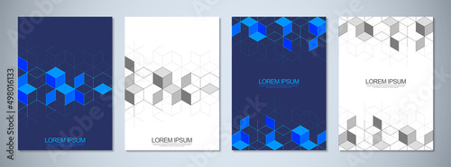 Canvastavla Abstract geometric covers and brochures with isometric vector blocks, polygon sh