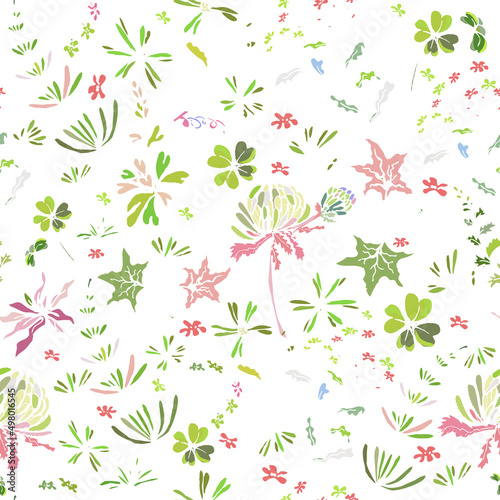 Vászonkép Wildflowers seamless pattern. Handwork. Vector illustration