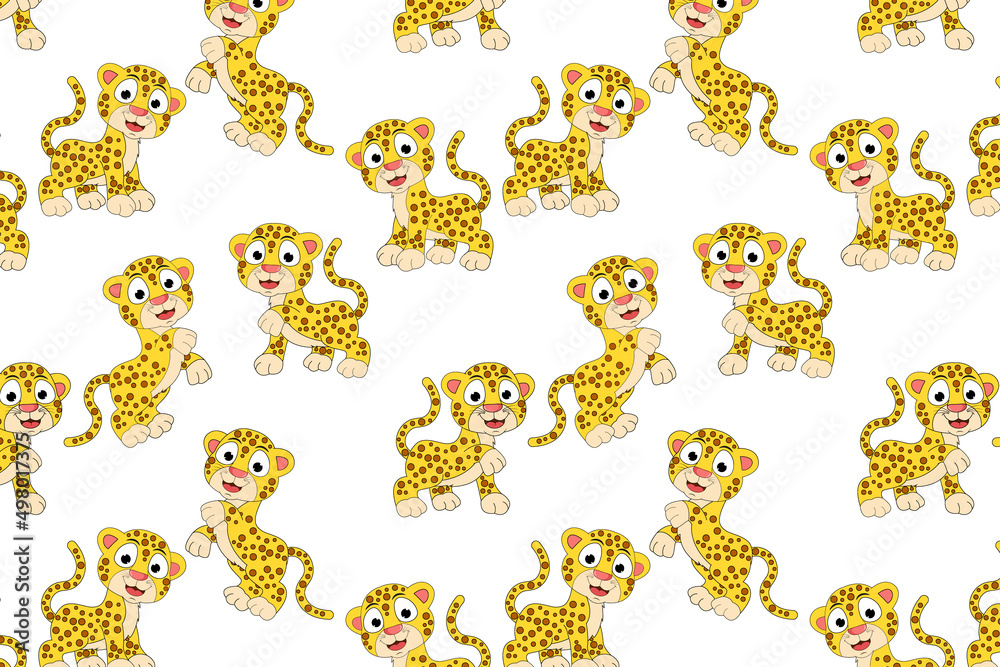 Naklejka premium cute jaguar animal cartoon pattern
