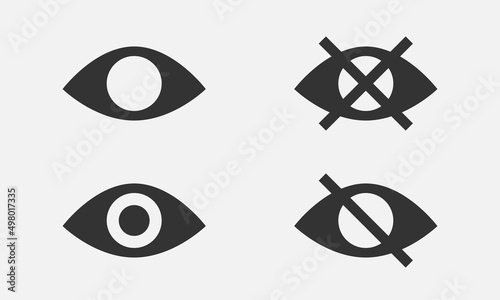 Set show password icon, eye symbol. Vector vision hide from watch icon. Secret view web design element.