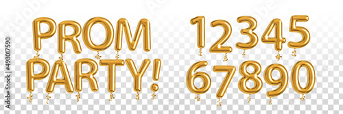 Wallpaper Mural Vector realistic isolated golden balloon text of Prom Party with set of numbers on the transparent background