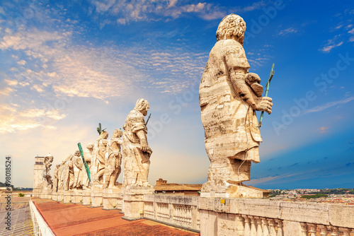 Statues of Saints on the Dome of St Peter's Cathedral in Vatican