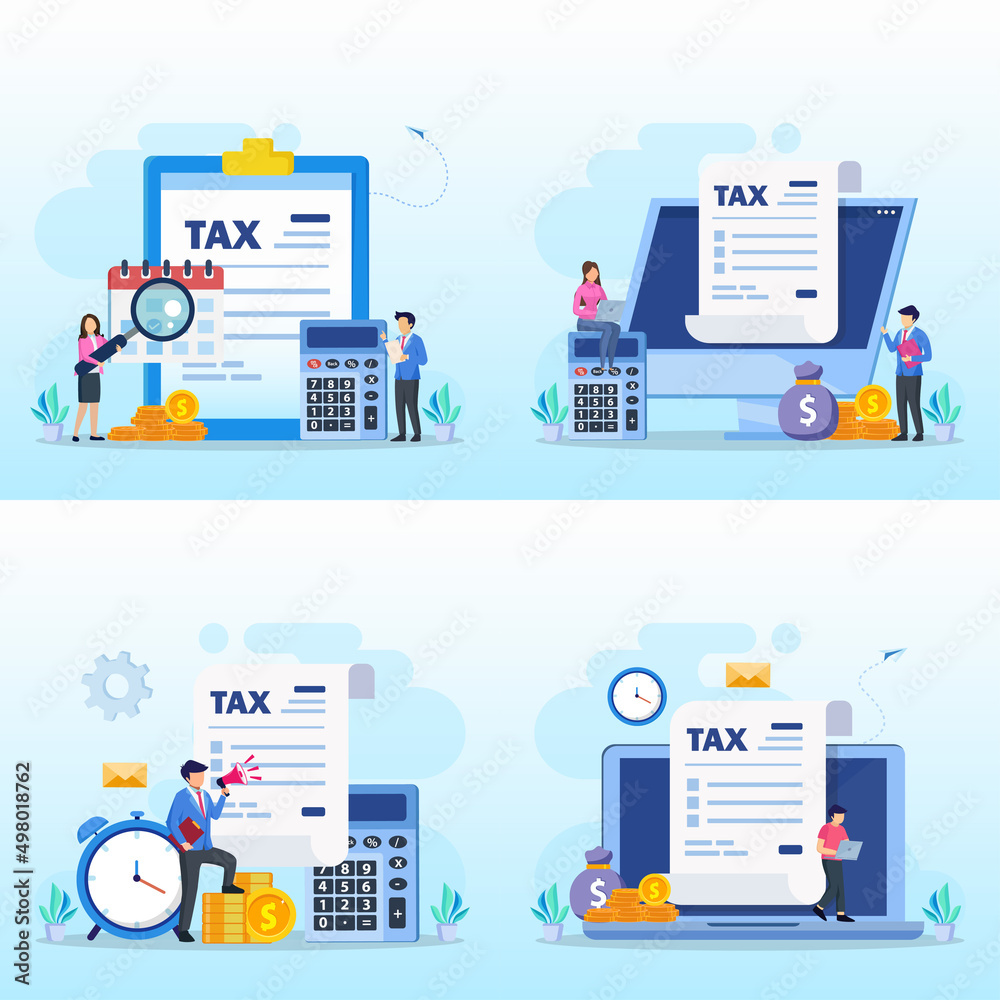 Online Tax Payment, pay season, tax time Concept. Flat vector template - obrazy, fototapety, plakaty 