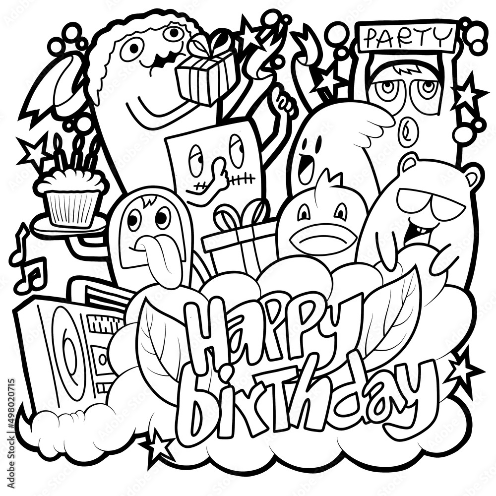 Doodle Monster Come to bless on the birthday.