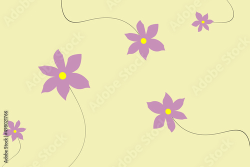 beautiful pink color flowers on a yellow  background 