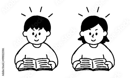 インプット暗記する読書する私服姿の男女