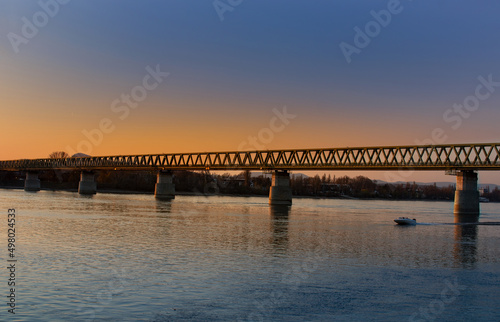 Wallpaper Mural Incredible, epic sunset over the river, with pier with golden shomerring, shiny water Torontodigital.ca