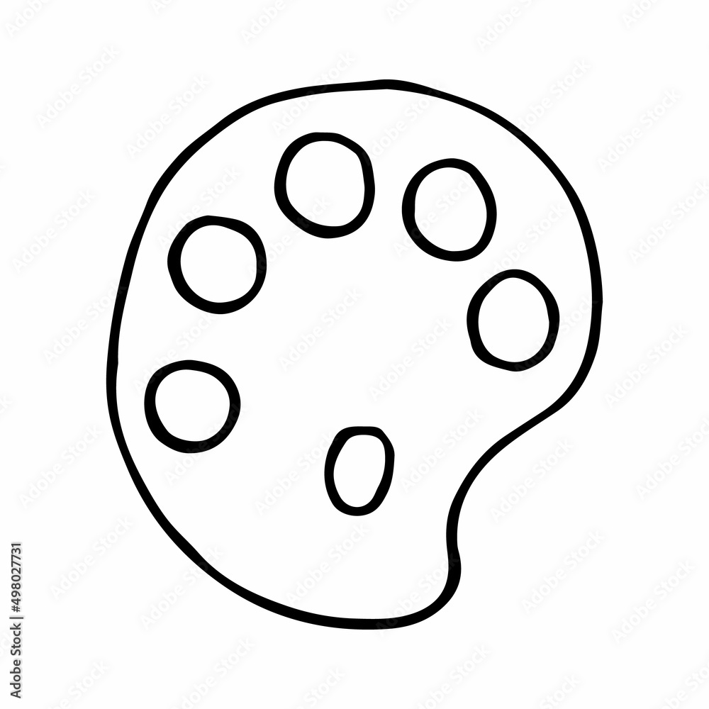 Vector illustration of palette in doodle style. Hand drawn symbol of art-studio isolated on white Vector illustration of palette in doodle style. Hand drawn symbol of art-studio isolated on white