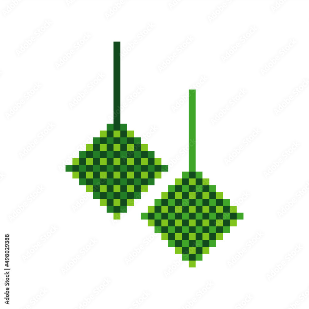 Eid mubarak with ketupat in pixel art. Vector illustration. Eid mubarak with ketupat in pixel art. Vector illustration.