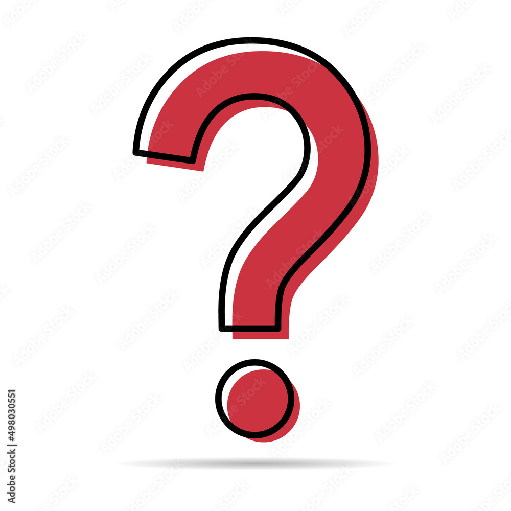 Question icon mark with shadow, help or ask bubble graphic symbol, web faq vector illustration