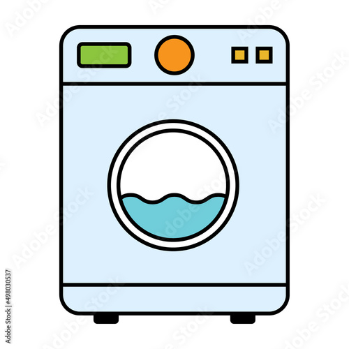 Washing machine equipment, Electric washer laundry icon, wash symbol clothes, vector illustration background